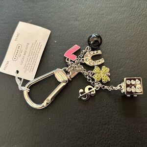 Coach Silver and Pink Charm Key Holder
